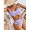 imageSweatyRocks Womens 2 Piece Bikini Set Ditsy Floral Print High Cut Bathing Suit BeachwearLilac Purple