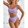 imageSweatyRocks Womens 2 Piece Bikini Set Ditsy Floral Print High Cut Bathing Suit BeachwearLilac Purple
