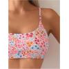 imageSweatyRocks Womens 2 Piece Bikini Set Ditsy Floral Print High Cut Bathing Suit BeachwearPink and White
