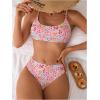 imageSweatyRocks Womens 2 Piece Bikini Set Ditsy Floral Print High Cut Bathing Suit BeachwearPink and White