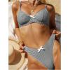 imageSweatyRocks Womens 2 Piece Bikini Set Plaid Bowknot Gingham Bikini Swimsuit High Cut Cute BikiniBlack and White