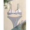 imageSweatyRocks Womens 2 Piece Bikini Set Plaid Bowknot Gingham Bikini Swimsuit High Cut Cute BikiniBlack and White