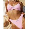 imageSweatyRocks Womens 2 Piece Bikini Set Plaid Bowknot Gingham Bikini Swimsuit High Cut Cute BikiniPink Plaid
