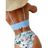 imageSweatyRocks Womens 2 Piece Bikini Set Tropical Pattern Scallop Trim Push Up High Cut SwimsuitMulticolor