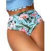 imageSweatyRocks Womens 2 Piece Bikini Set Tropical Pattern Scallop Trim Push Up High Cut SwimsuitMulticolor
