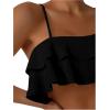 imageSweatyRocks Womens 2 Piece Swimsuit Spaghetti Strap Tiered Ruffle Trim Bikini Bathing SuitBlack
