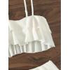 imageSweatyRocks Womens 2 Piece Swimsuit Spaghetti Strap Tiered Ruffle Trim Bikini Bathing SuitWhite