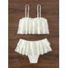 imageSweatyRocks Womens 2 Piece Swimsuit Spaghetti Strap Tiered Ruffle Trim Bikini Bathing SuitWhite