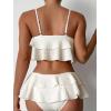 imageSweatyRocks Womens 2 Piece Swimsuit Spaghetti Strap Tiered Ruffle Trim Bikini Bathing SuitWhite