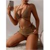 imageSweatyRocks Womens 3 Piece Bathing Suit Tie Back Triangle Bikini Set Hollow Out Swimsuit with Beach Cover Up SkirtsKhaki