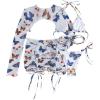 imageSweatyRocks Womens 4 Piece Swimsuit Solid Spaghetti Strap High Cut Bikini with Cover UpWhite