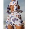 imageSweatyRocks Womens 4 Piece Swimsuit Solid Spaghetti Strap High Cut Bikini with Cover UpWhite
