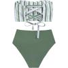 imageSweatyRocks Womens Bathing Suits Striped Bandeau Bikini high Waisted Swimsuits Swimwear SetArmy Green
