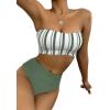 imageSweatyRocks Womens Bathing Suits Striped Bandeau Bikini high Waisted Swimsuits Swimwear SetArmy Green