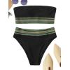 imageSweatyRocks Womens Bathing Suits Striped Bandeau Bikini high Waisted Swimsuits Swimwear SetBlack
