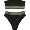 imageSweatyRocks Womens Bathing Suits Striped Bandeau Bikini high Waisted Swimsuits Swimwear SetBlack