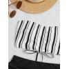 imageSweatyRocks Womens Bathing Suits Striped Bandeau Bikini high Waisted Swimsuits Swimwear SetBlack Stripes