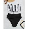 imageSweatyRocks Womens Bathing Suits Striped Bandeau Bikini high Waisted Swimsuits Swimwear SetBlack Stripes