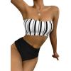 imageSweatyRocks Womens Bathing Suits Striped Bandeau Bikini high Waisted Swimsuits Swimwear SetBlack Stripes