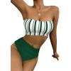 imageSweatyRocks Womens Bathing Suits Striped Bandeau Bikini high Waisted Swimsuits Swimwear SetDark Green