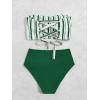 imageSweatyRocks Womens Bathing Suits Striped Bandeau Bikini high Waisted Swimsuits Swimwear SetDark Green