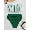 imageSweatyRocks Womens Bathing Suits Striped Bandeau Bikini high Waisted Swimsuits Swimwear SetDark Green