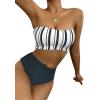 imageSweatyRocks Womens Bathing Suits Striped Bandeau Bikini high Waisted Swimsuits Swimwear SetDusty Blue