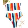 imageSweatyRocks Womens Bathing Suits Striped Bandeau Bikini high Waisted Swimsuits Swimwear SetMulti3