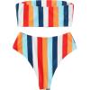 imageSweatyRocks Womens Bathing Suits Striped Bandeau Bikini high Waisted Swimsuits Swimwear SetMulti3