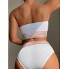 imageSweatyRocks Womens Bathing Suits Striped Bandeau Bikini high Waisted Swimsuits Swimwear SetPlain White