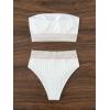 imageSweatyRocks Womens Bathing Suits Striped Bandeau Bikini high Waisted Swimsuits Swimwear SetPlain White