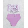 imageSweatyRocks Womens Bathing Suits Striped Bandeau Bikini high Waisted Swimsuits Swimwear SetPurple