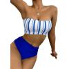 imageSweatyRocks Womens Bathing Suits Striped Bandeau Bikini high Waisted Swimsuits Swimwear SetRoyal Blue