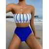 imageSweatyRocks Womens Bathing Suits Striped Bandeau Bikini high Waisted Swimsuits Swimwear SetRoyal Blue