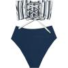 imageSweatyRocks Womens Bathing Suits Striped Bandeau Bikini high Waisted Swimsuits Swimwear SetWhite Stripe