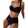 imageSweatyRocks Womens Criss Cross Underwire Bikini Set High Waist Ruched 2 Piece Bathing Suit Swimsuit SetBlack