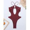 imageSweatyRocks Womens Cut Out Backless Halter One Piece Swimsuit Crisscross High Cut Bathing SuitCoffee Brown