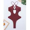 imageSweatyRocks Womens Cut Out Backless Halter One Piece Swimsuit Crisscross High Cut Bathing SuitCoffee Brown
