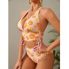 imageSweatyRocks Womens Floral Print 2 Piece Swimsuit Tie Side Halter High Waisted Bikini Bathing SuitOrange Pink