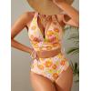 imageSweatyRocks Womens Floral Print 2 Piece Swimsuit Tie Side Halter High Waisted Bikini Bathing SuitOrange Pink
