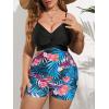 imageSweatyRocks Womens Plus Tropical Halter Tie Back Cut Out Twist One Piece Swimwear Bathing Suit Bikini SwimsuitMulticolor