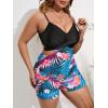 imageSweatyRocks Womens Plus Tropical Halter Tie Back Cut Out Twist One Piece Swimwear Bathing Suit Bikini SwimsuitMulticolor