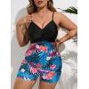imageSweatyRocks Womens Plus Tropical Halter Tie Back Cut Out Twist One Piece Swimwear Bathing Suit Bikini SwimsuitMulticolor