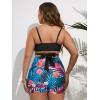 imageSweatyRocks Womens Plus Tropical Halter Tie Back Cut Out Twist One Piece Swimwear Bathing Suit Bikini SwimsuitMulticolor