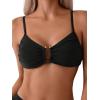 imageSweatyRocks Womens Two Piece Bikini Set Ring Linked Ruched Underwire Bikini Bathing Suit Swimwear Set Swimming SuitBlack