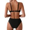 imageSweatyRocks Womens Two Piece Bikini Set Ring Linked Ruched Underwire Bikini Bathing Suit Swimwear Set Swimming SuitBlack