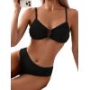imageSweatyRocks Womens Two Piece Bikini Set Ring Linked Ruched Underwire Bikini Bathing Suit Swimwear Set Swimming SuitBlack