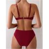 imageSweatyRocks Womens Two Piece Bikini Set Ring Linked Ruched Underwire Bikini Bathing Suit Swimwear Set Swimming SuitBurgundy