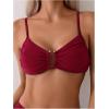 imageSweatyRocks Womens Two Piece Bikini Set Ring Linked Ruched Underwire Bikini Bathing Suit Swimwear Set Swimming SuitBurgundy