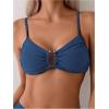 imageSweatyRocks Womens Two Piece Bikini Set Ring Linked Ruched Underwire Bikini Bathing Suit Swimwear Set Swimming SuitDusty Blue